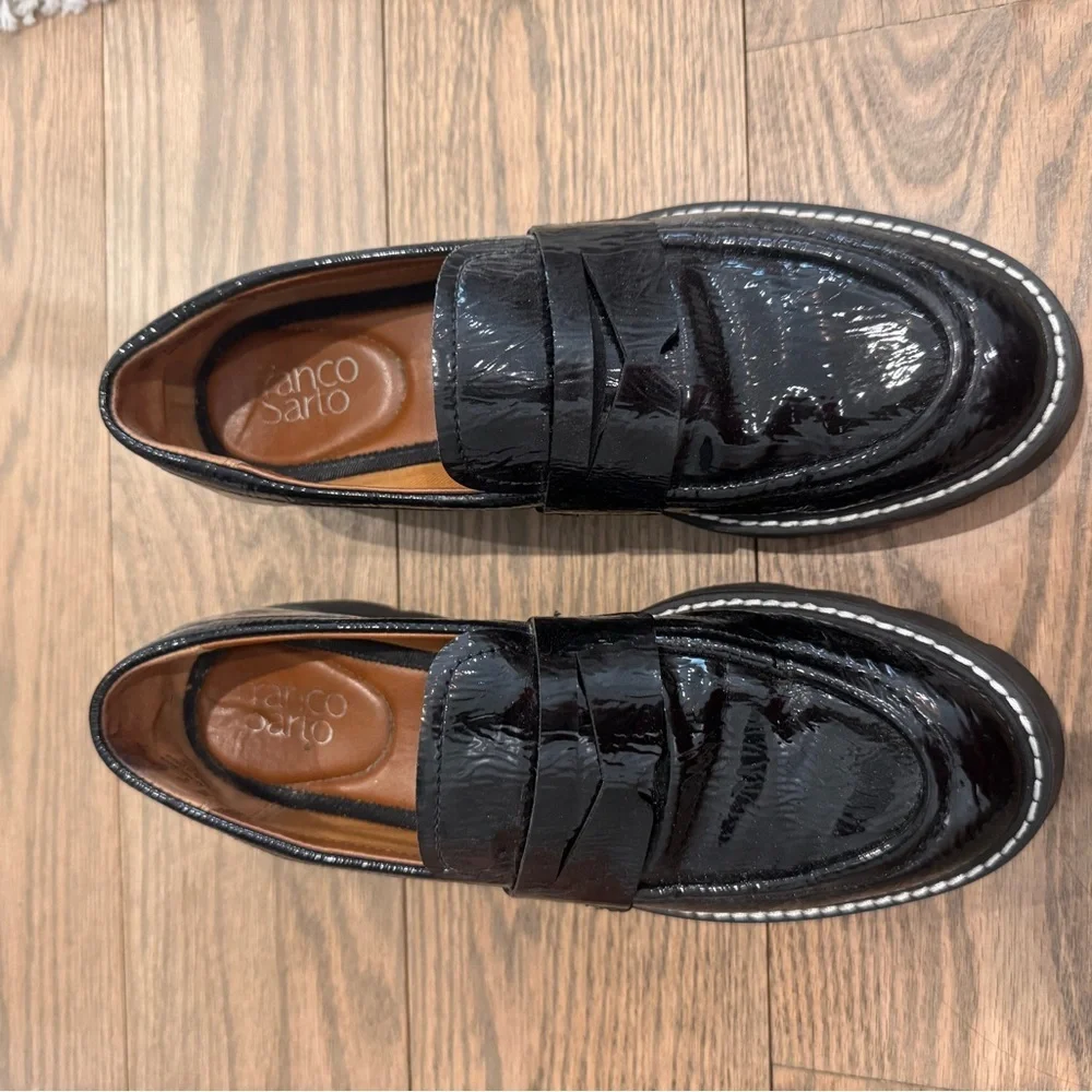 Franco Sarto Glossy Black Loafers